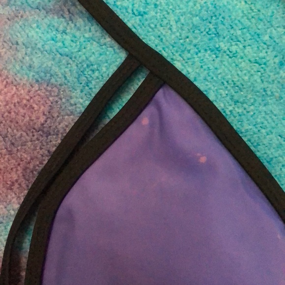 Charlotte Russe Purple/black bikini top triangle - Picture 2 of 3